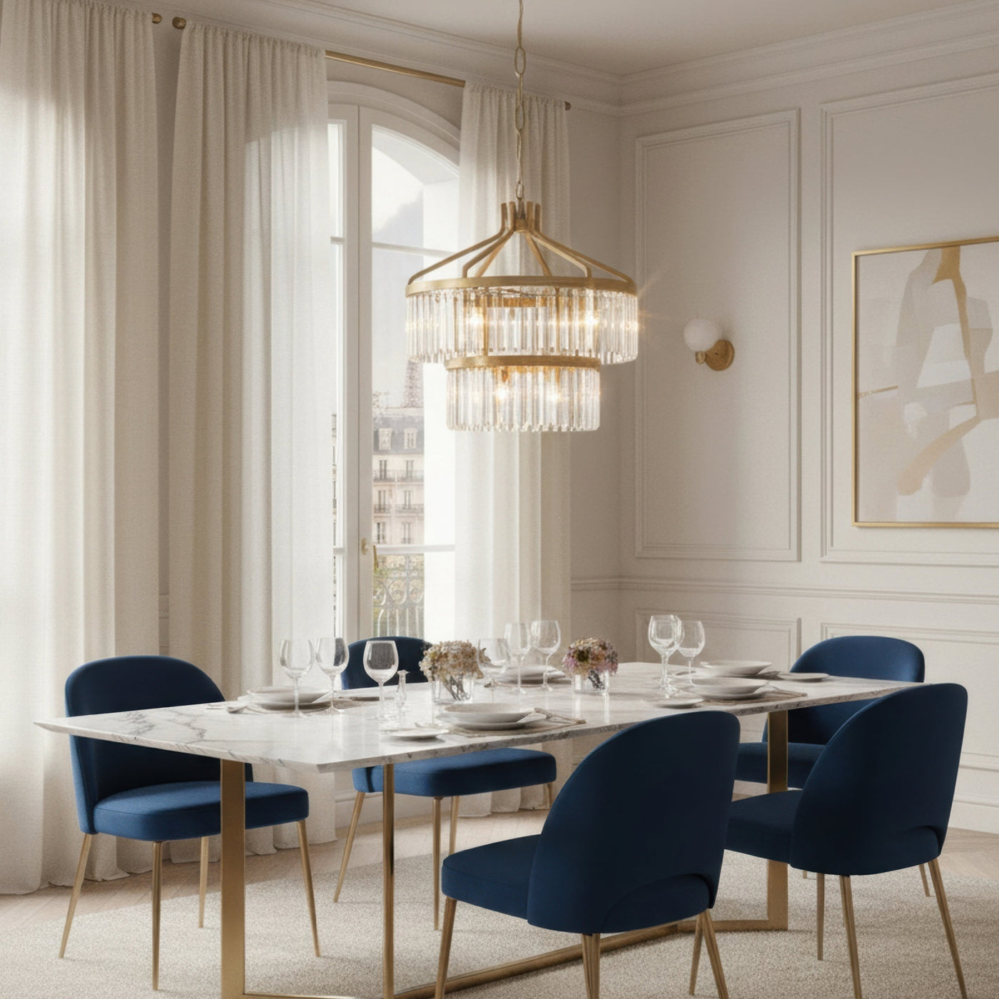 Social Club 9 Light 2-Tier Crystal Pendant
