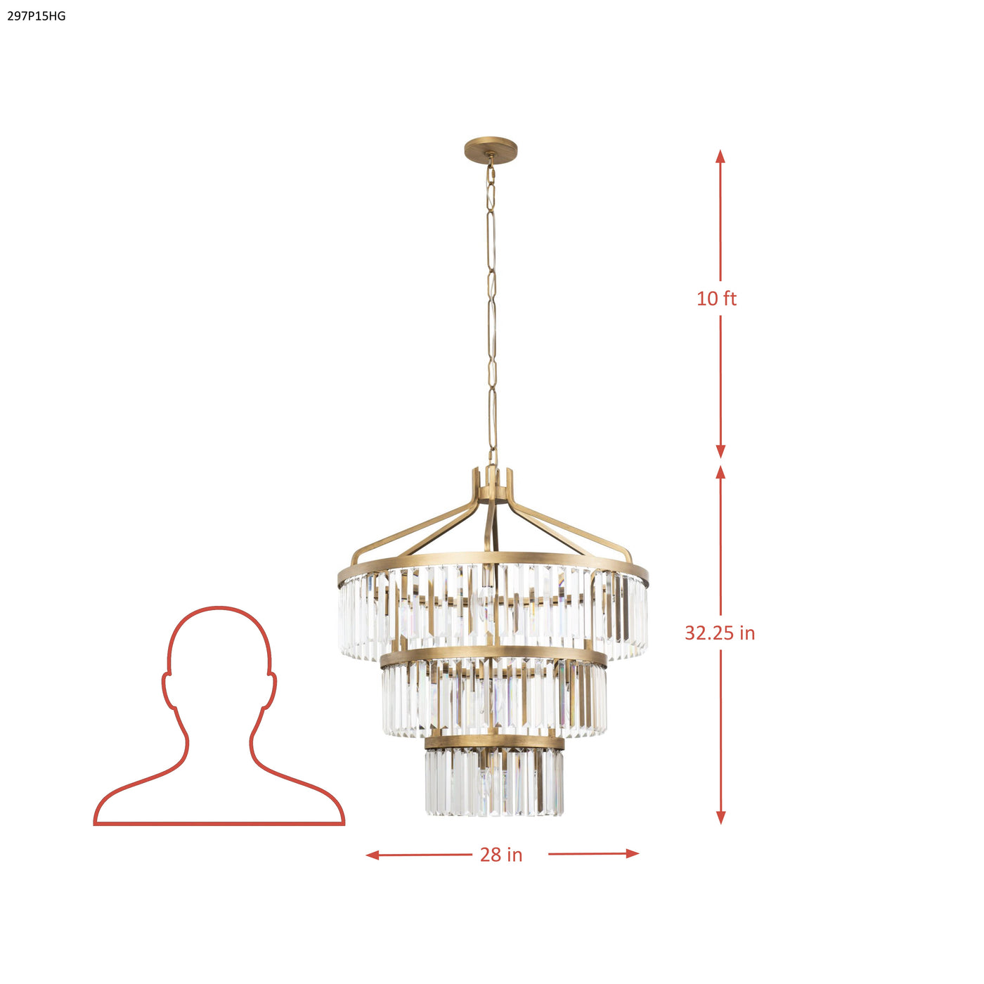 Social Club 15 Light 3-Tier Crystal Pendant