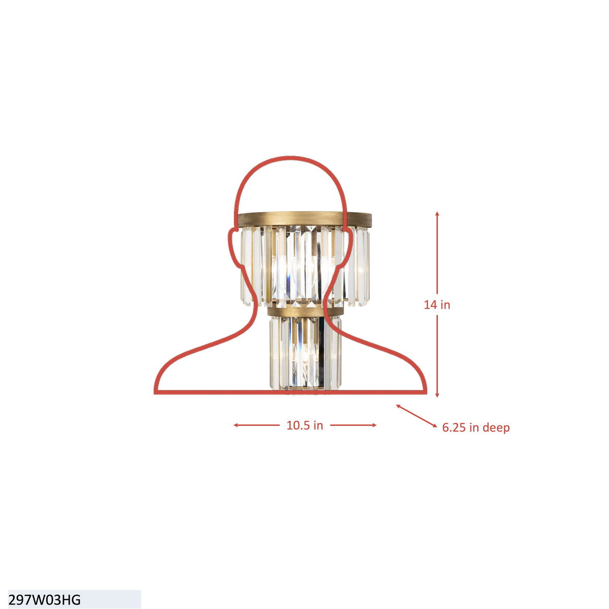 Social Club 3 Light 2-Tier Crystal Wall sconce