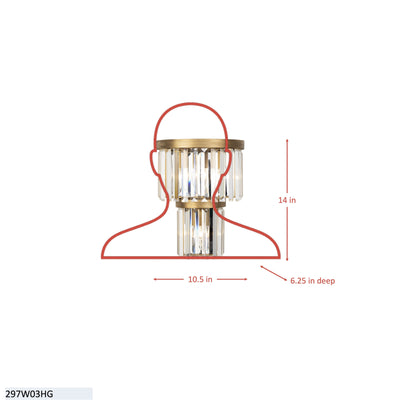 Social Club 3 Light 2-Tier Crystal Wall sconce