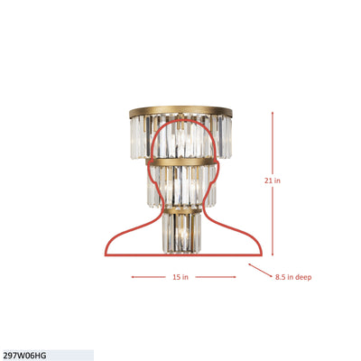 Social Club 6 Light 3-Tier Crystal Wall sconce