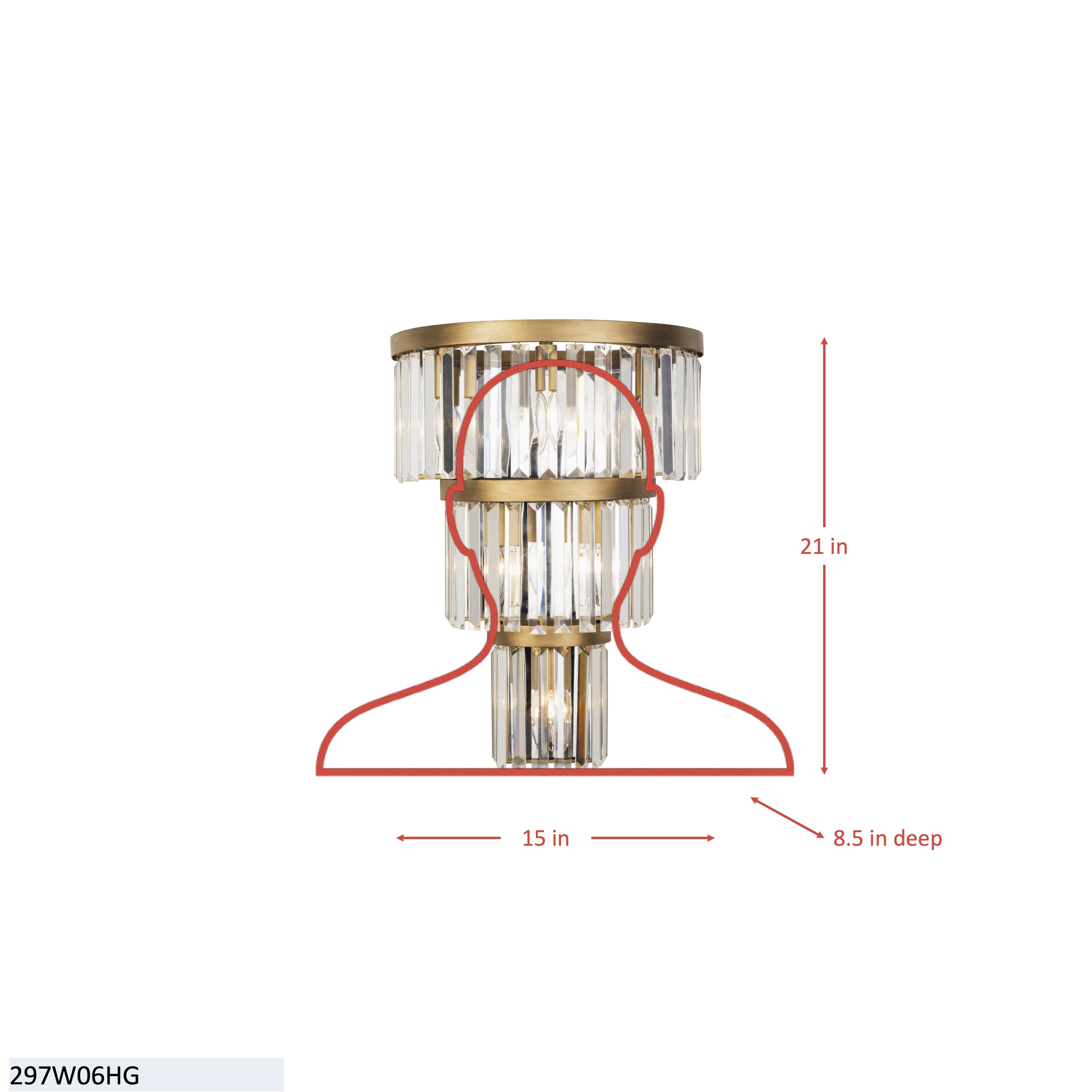 Social Club 6 Light 3-Tier Crystal Wall sconce
