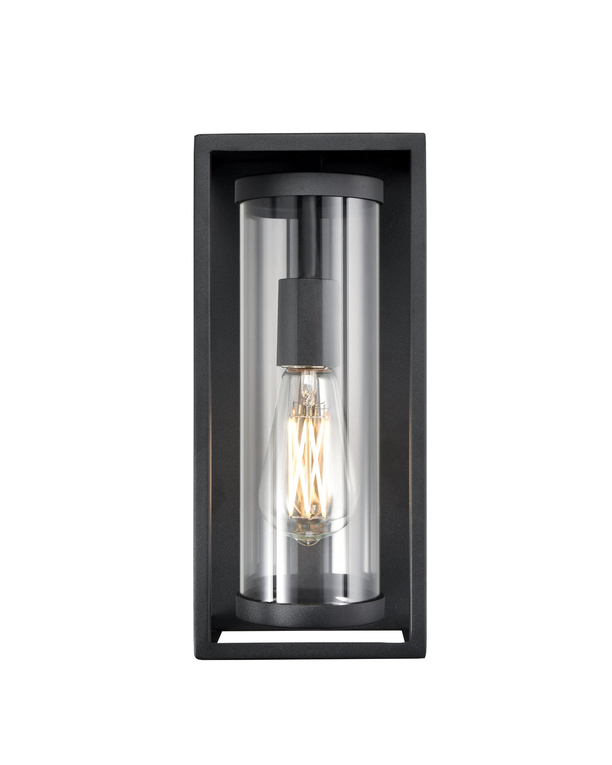 12.5-inch Caleb Textured Black 1-Light Outdoor Wall Sconce
