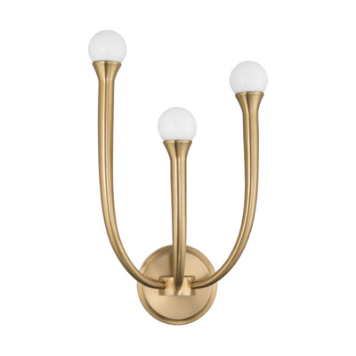 Dahlia 18-inch 3-light Brass Wall Sconce with Opal Glass Shades