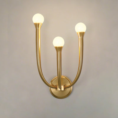 Dahlia 18-inch 3-light Brass Wall Sconce with Opal Glass Shades
