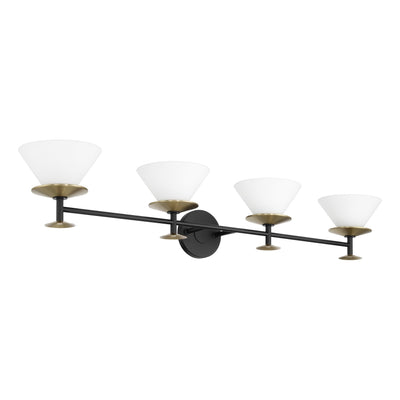 Tremolo 42-inch 4-light Matte Black and Champagne Gold Vanity Light with Etched Opal Glass
