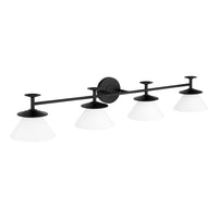 Tremolo 42-inch 4-light Matte Black and Champagne Gold Vanity Light with Etched Opal Glass