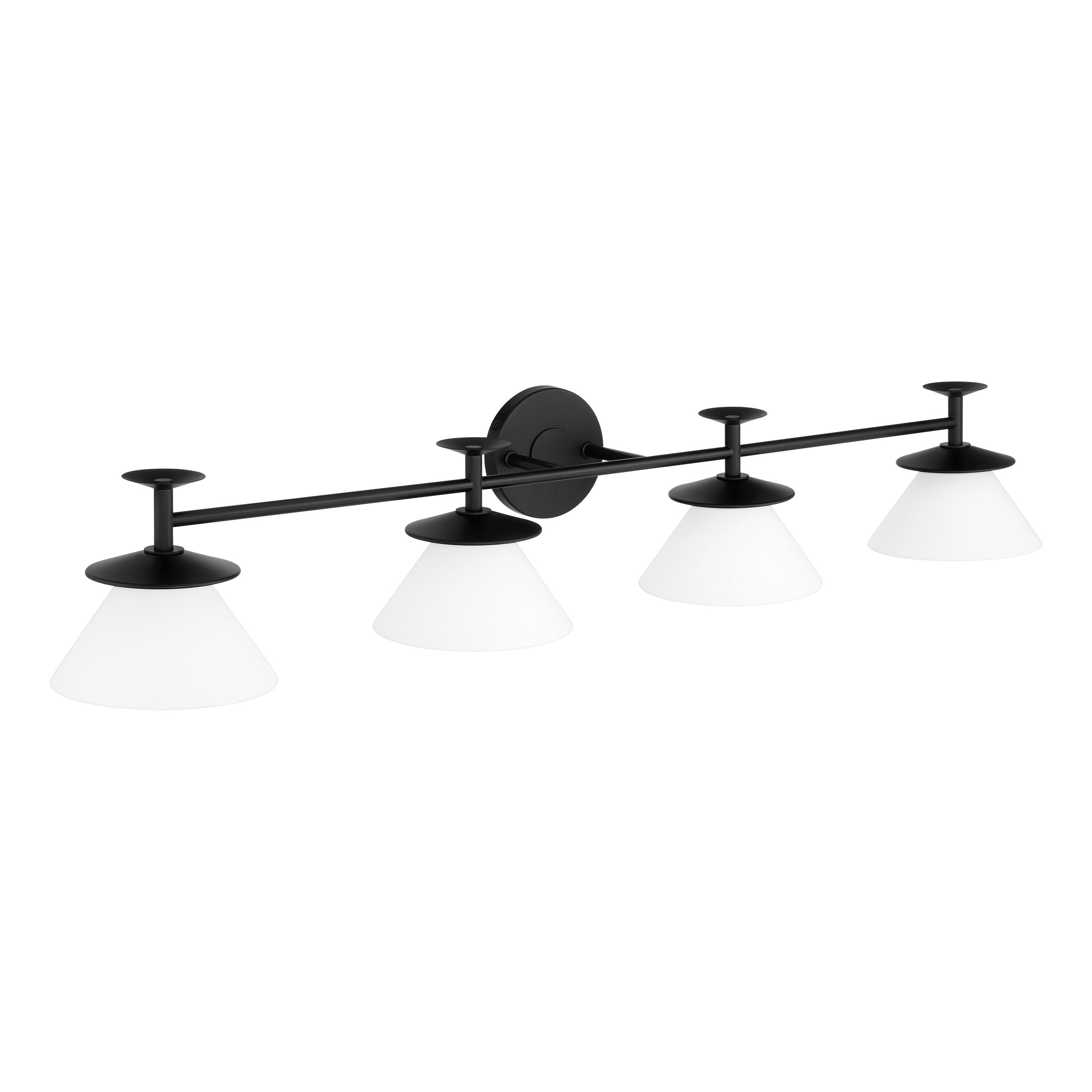Tremolo 42-inch 4-light Matte Black and Champagne Gold Vanity Light with Etched Opal Glass
