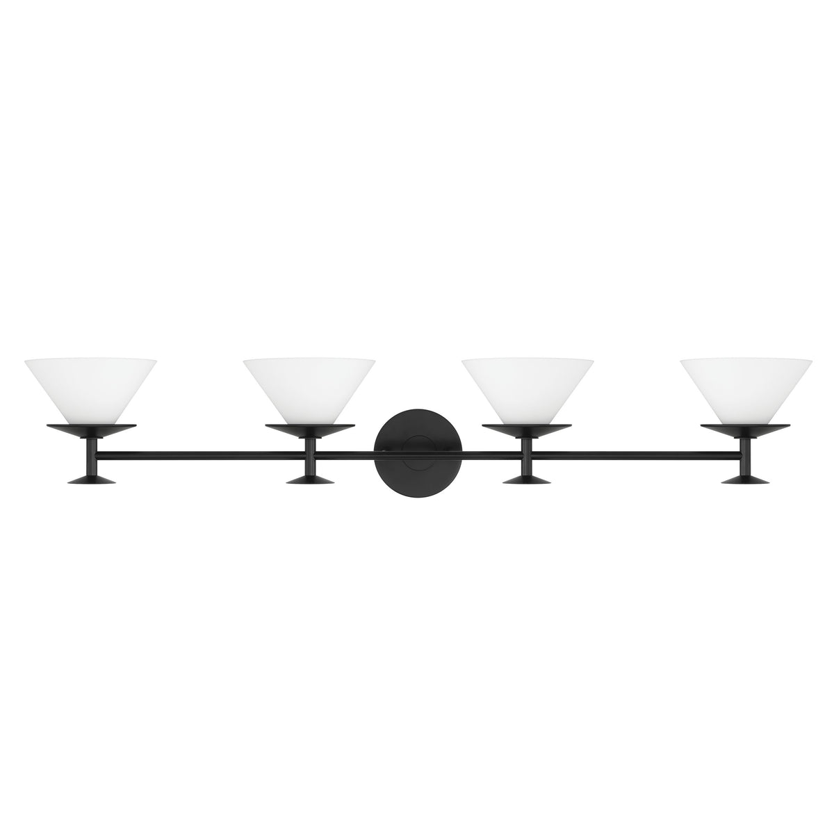 Tremolo 42-inch 4-light Matte Black and Champagne Gold Vanity Light with Etched Opal Glass