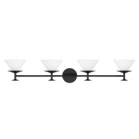 Tremolo 42-inch 4-light Matte Black and Champagne Gold Vanity Light with Etched Opal Glass