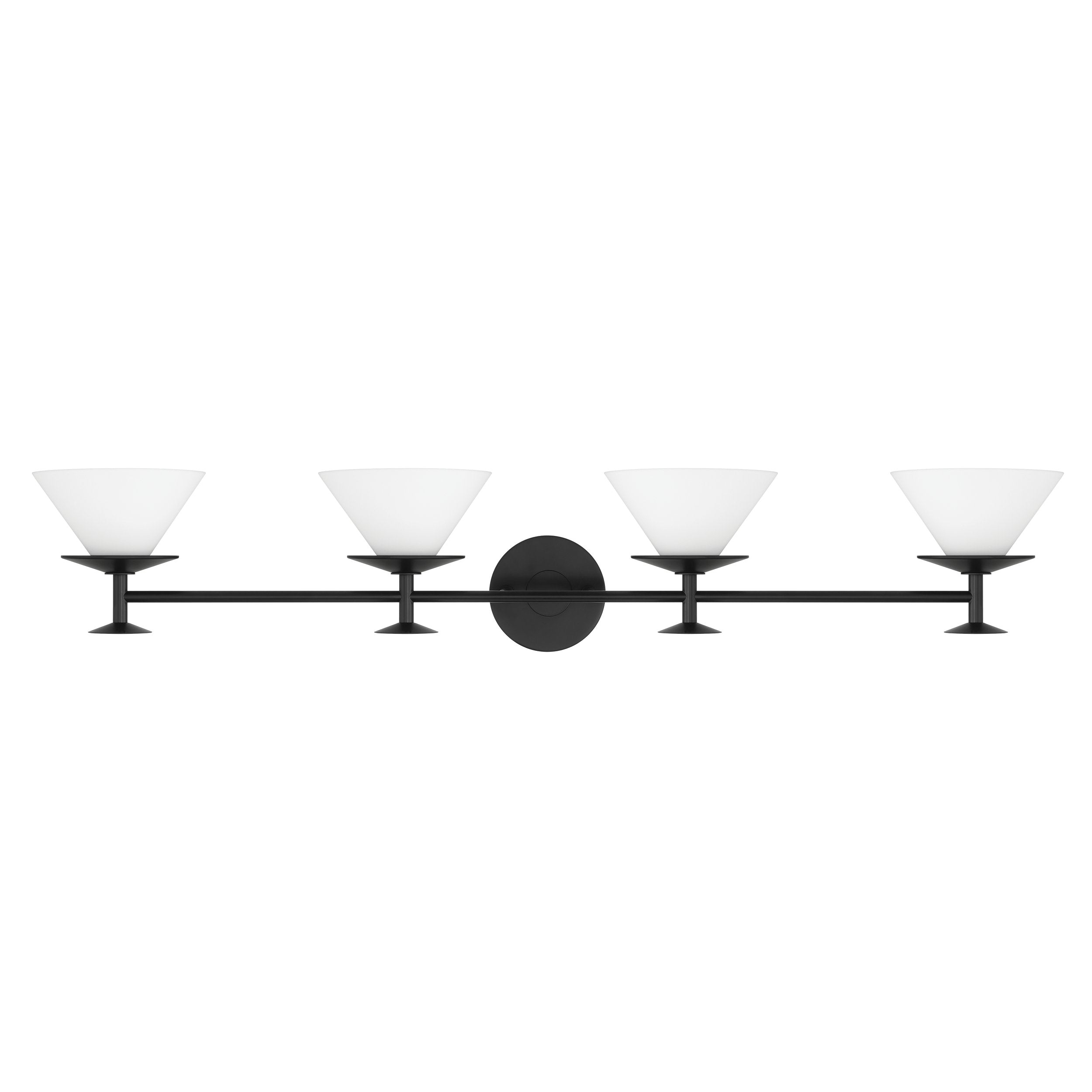 Tremolo 42-inch 4-light Matte Black and Champagne Gold Vanity Light with Etched Opal Glass