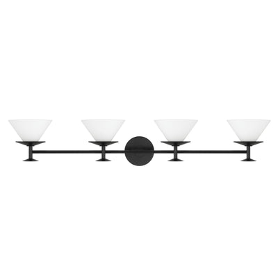 Tremolo 42-inch 4-light Matte Black and Champagne Gold Vanity Light with Etched Opal Glass