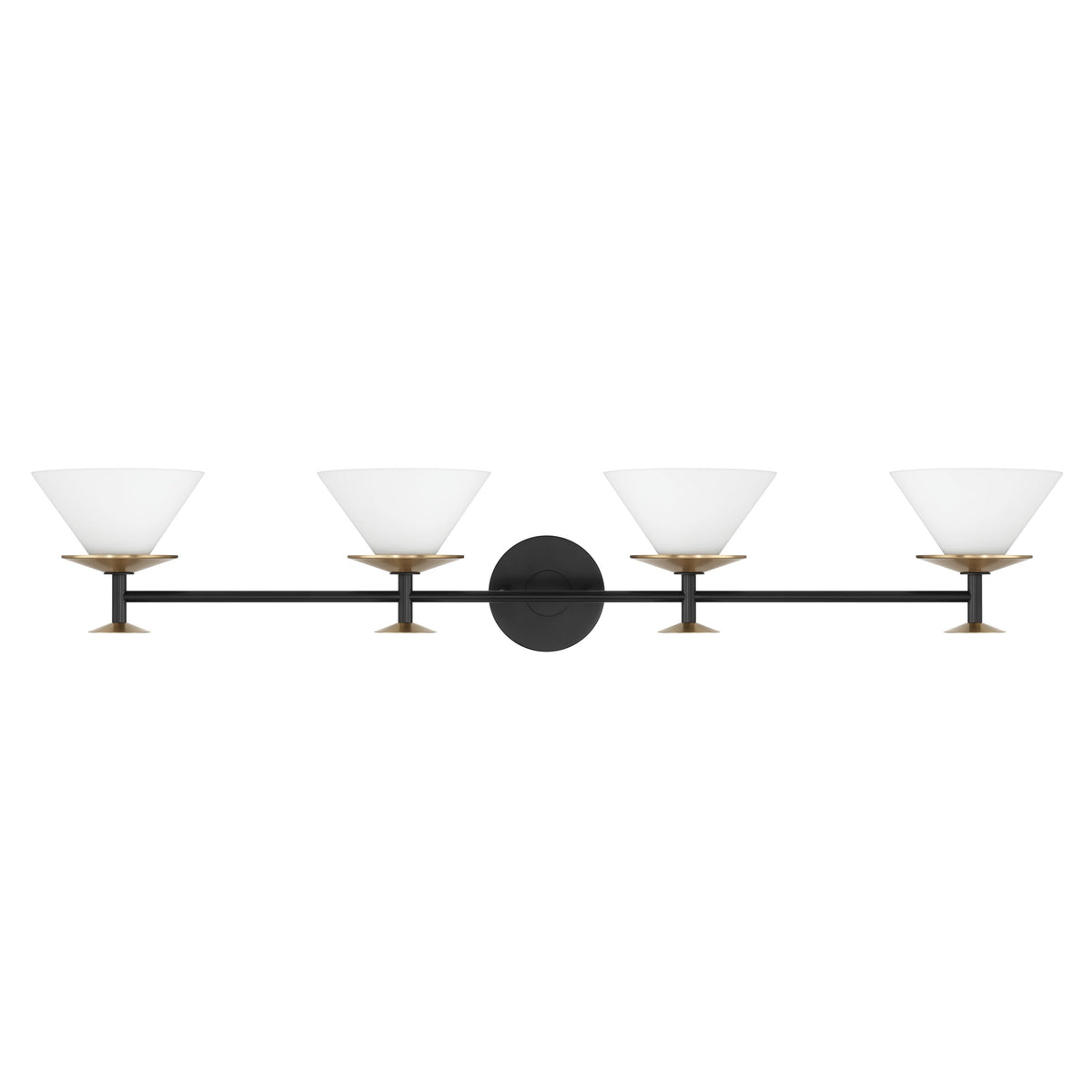 Tremolo 42-inch 4-light Matte Black and Champagne Gold Vanity Light with Etched Opal Glass