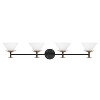 Tremolo 42-inch 4-light Matte Black and Champagne Gold Vanity Light with Etched Opal Glass