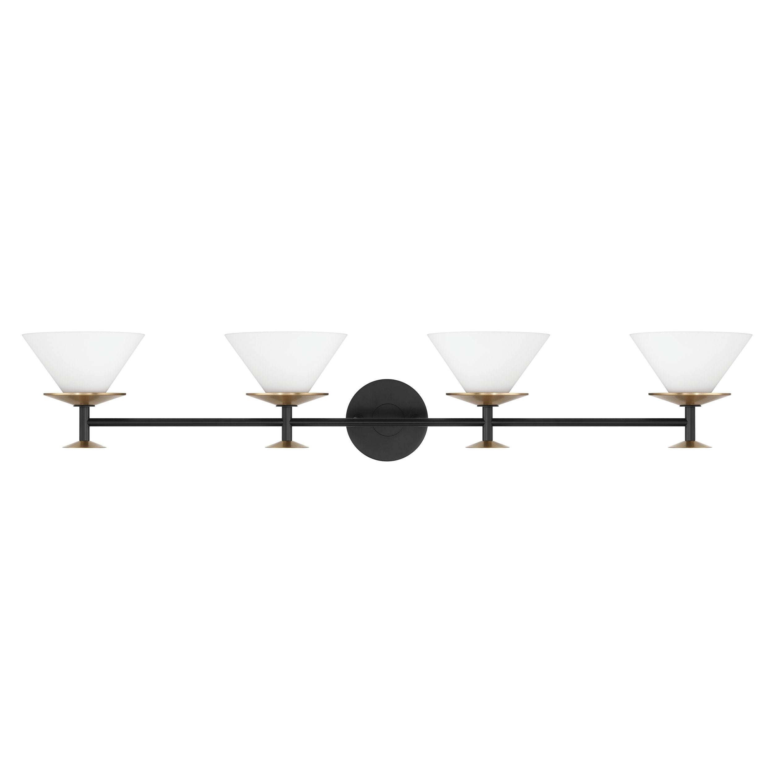 Tremolo 42-inch 4-light Matte Black and Champagne Gold Vanity Light with Etched Opal Glass