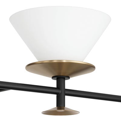 Tremolo 42-inch 4-light Matte Black and Champagne Gold Vanity Light with Etched Opal Glass