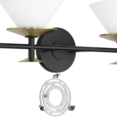 Tremolo 42-inch 4-light Matte Black and Champagne Gold Vanity Light with Etched Opal Glass