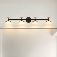 Tremolo 42-inch 4-light Matte Black and Champagne Gold Vanity Light with Etched Opal Glass