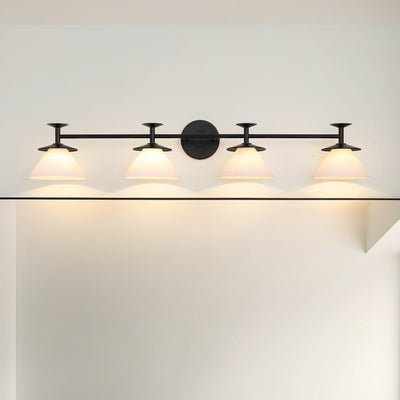 Tremolo 42-inch 4-light Matte Black and Champagne Gold Vanity Light with Etched Opal Glass