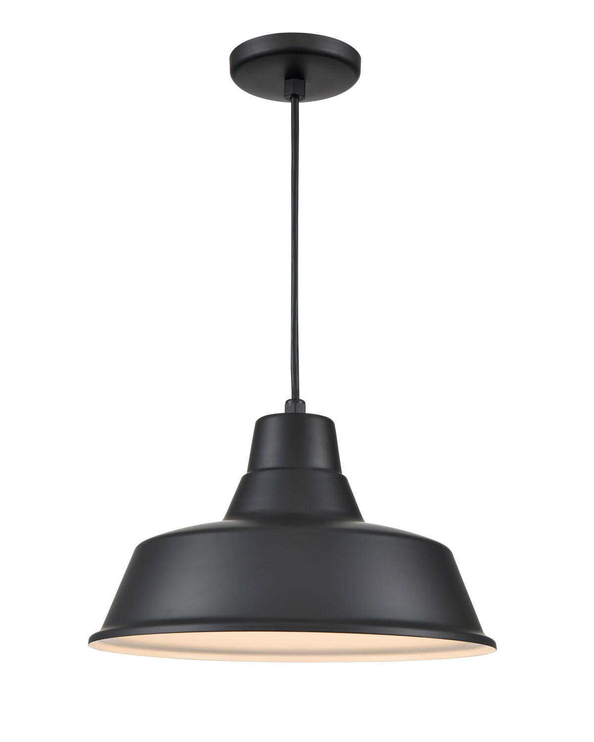 14-inch R Series Satin Black 1-Light Black Glass Pendant Light