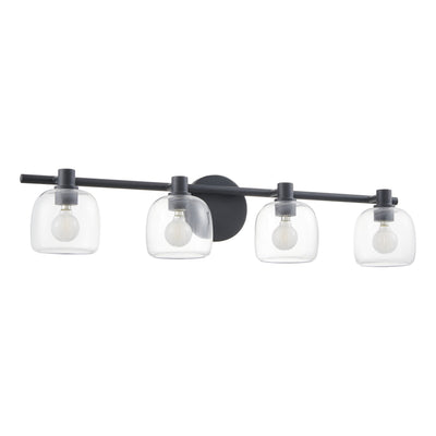 Valentina 30-inch 4-light Matte Black Vanity Light with Clear Glass Shades