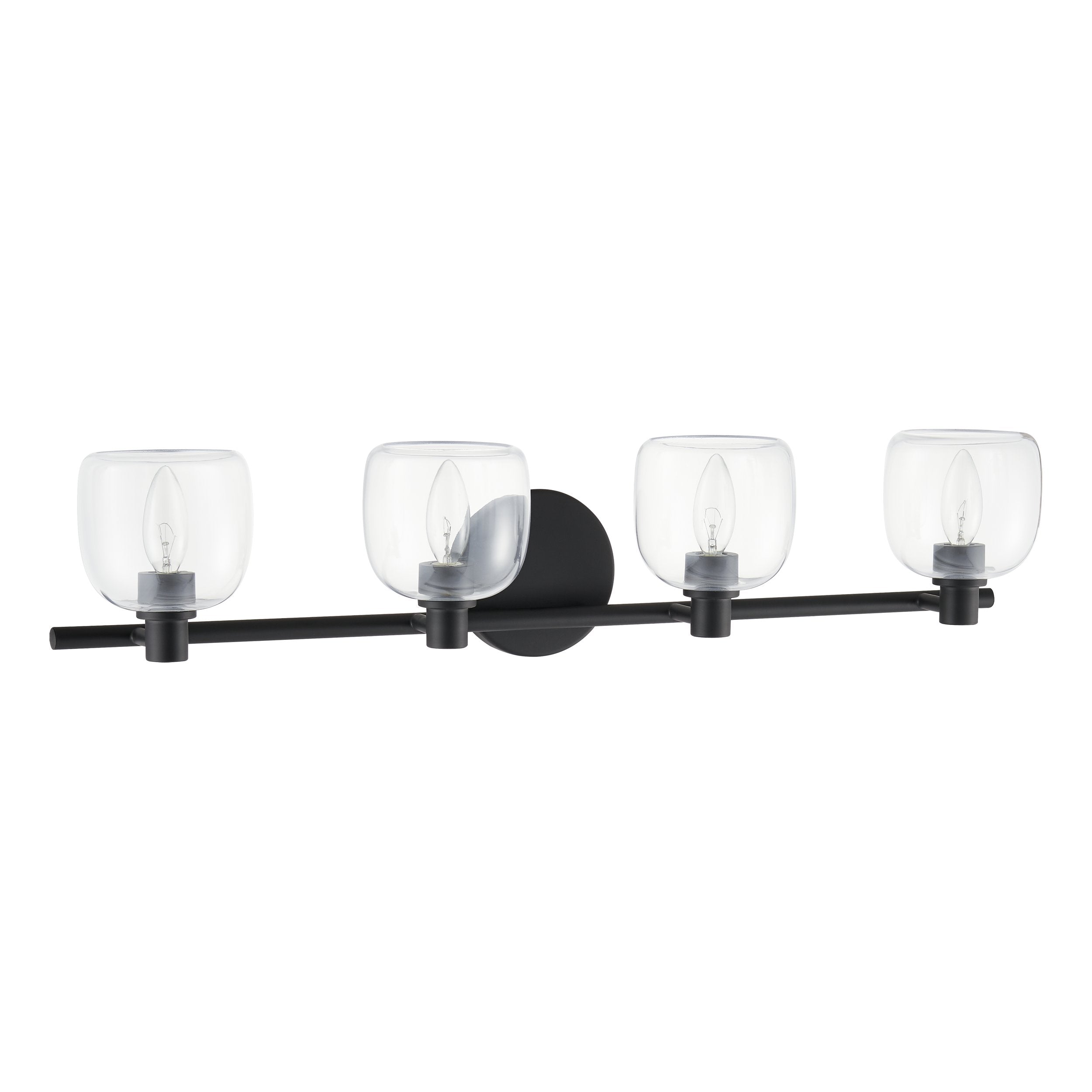Valentina 30-inch 4-light Matte Black Vanity Light with Clear Glass Shades