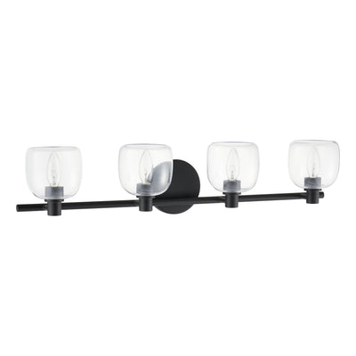 Valentina 30-inch 4-light Matte Black Vanity Light with Clear Glass Shades
