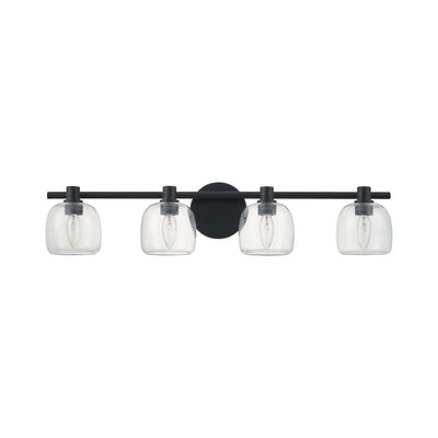 Valentina 30-inch 4-light Matte Black Vanity Light with Clear Glass Shades