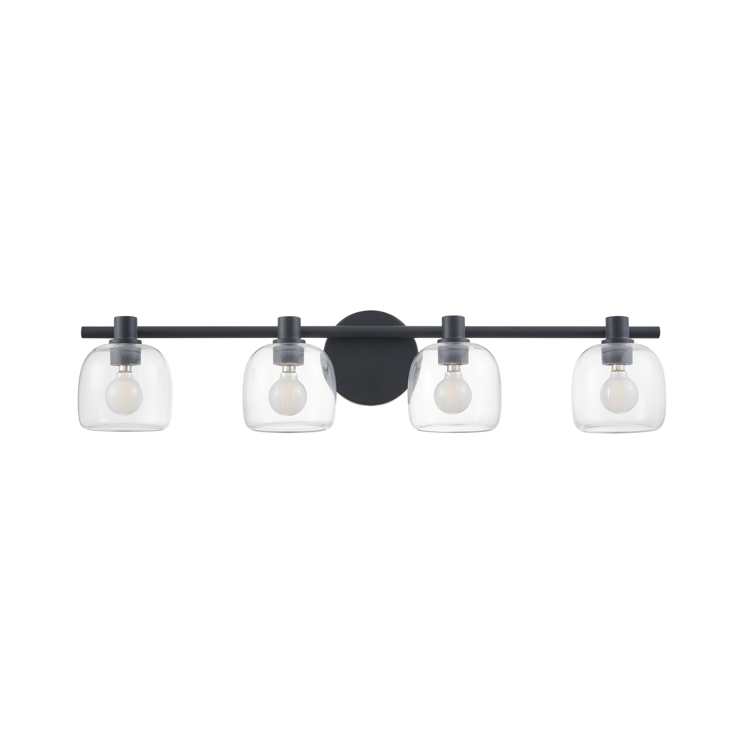 Valentina 30-inch 4-light Matte Black Vanity Light with Clear Glass Shades