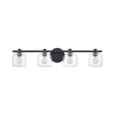Valentina 30-inch 4-light Matte Black Vanity Light with Clear Glass Shades