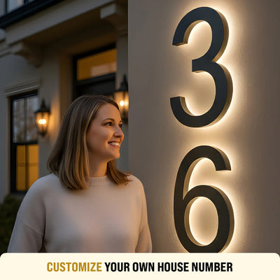 Contemporary Lighted House Numbers – Custom Metal Address Sign for Homes & Offices