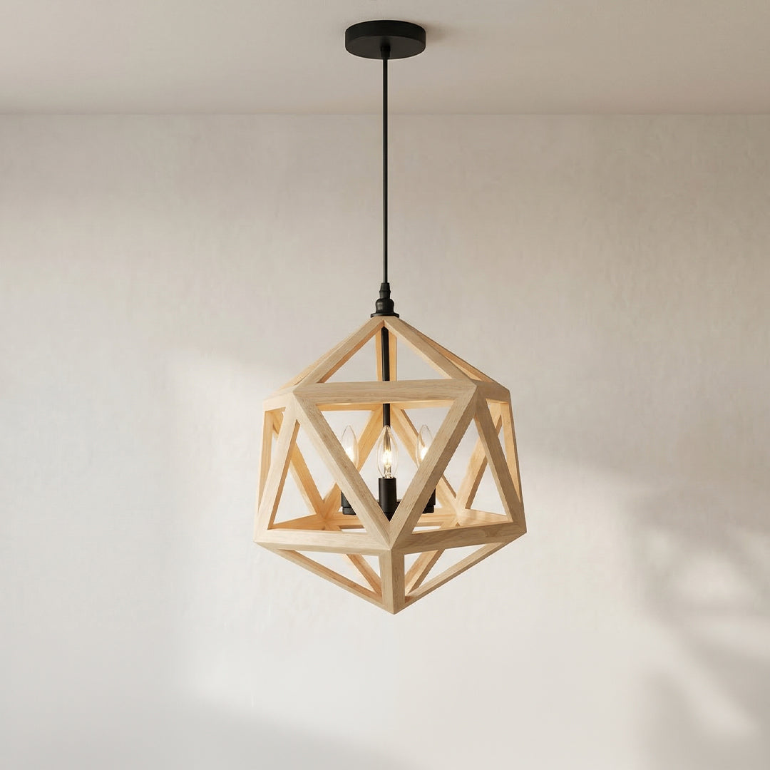 Lante 3 Light Wood Pendant Black Pendant