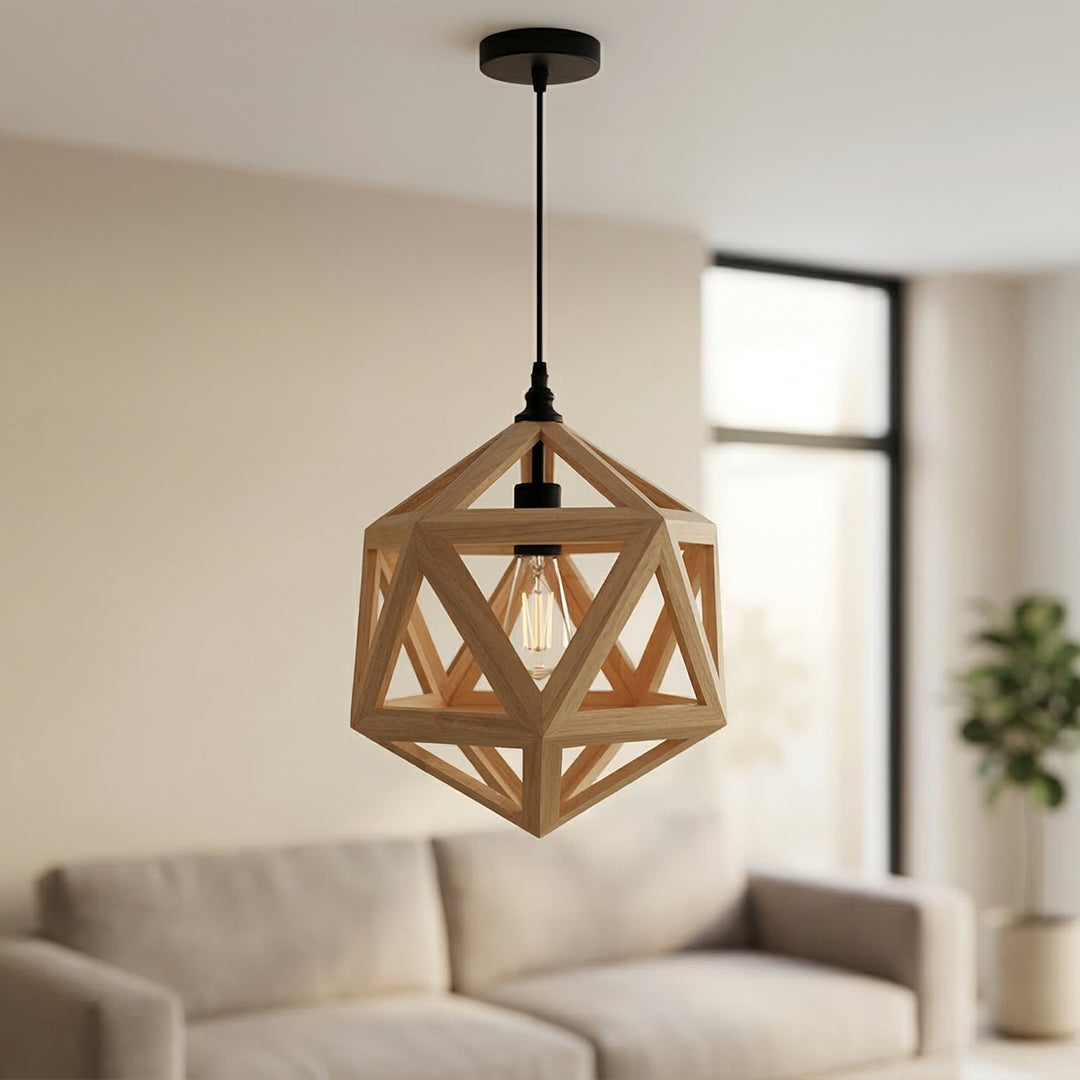 Lante 1 Light Black Pendant Wood Pendant