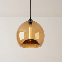 Glass 1 Light 12in Amber Pendant Light