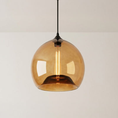 Glass 1 Light 12in Amber Pendant Light