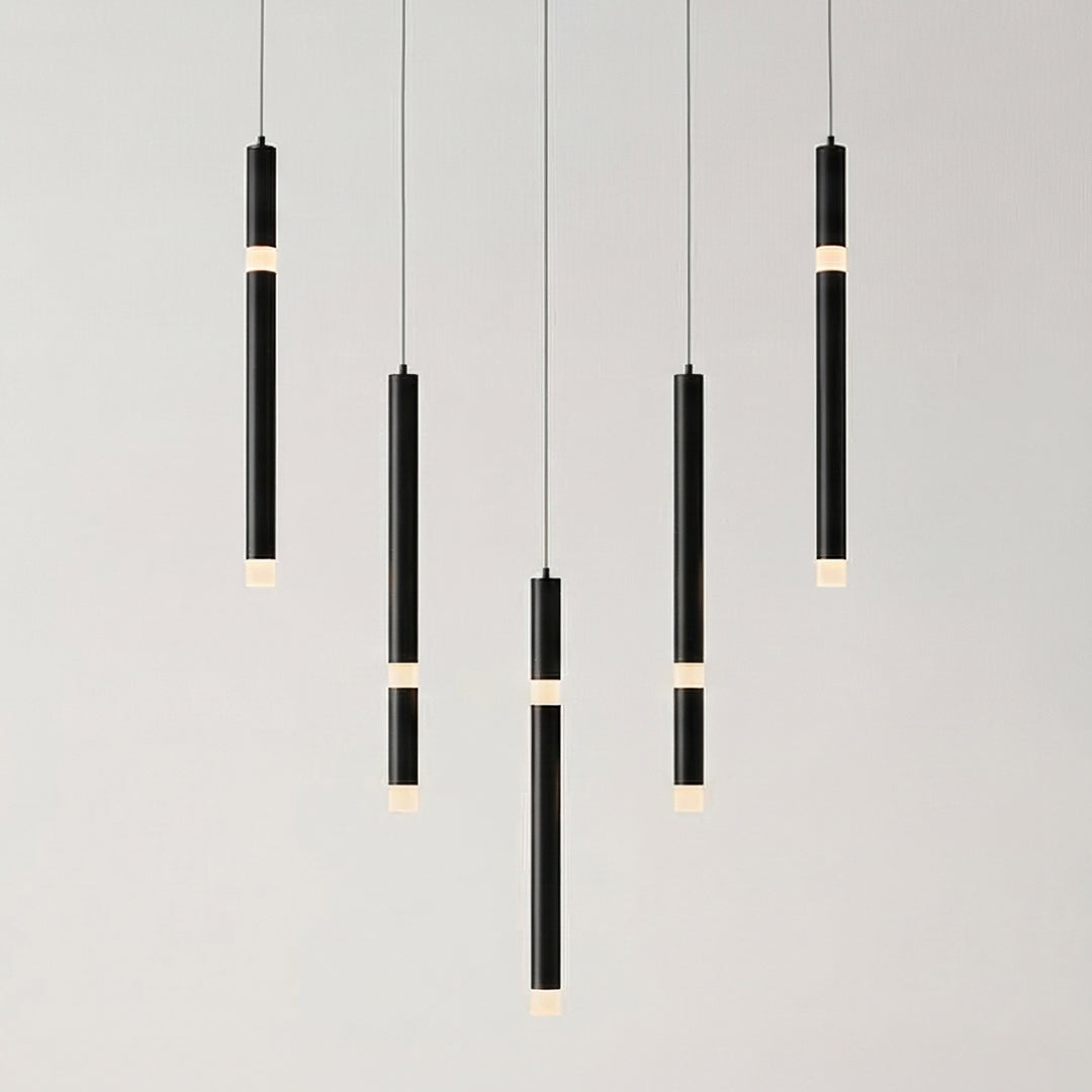 Flute 5 Light LED Black Chandelier