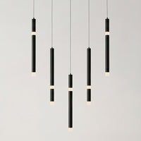 Flute 5 Light LED Black Chandelier