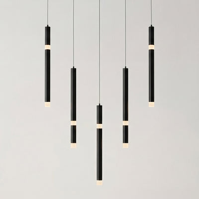 Flute 5 Light LED Black Chandelier