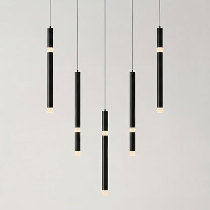 Flute 5 Light LED Black Chandelier