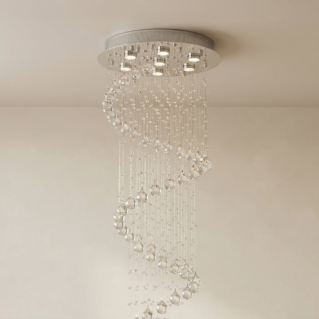 Spiral 7 Light Chrome Chandelier Flush Mount