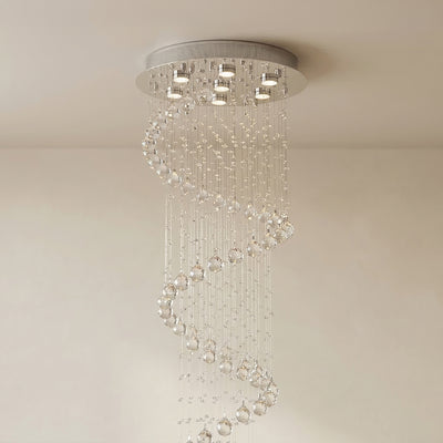 Spiral 7 Light Chrome Chandelier Flush Mount