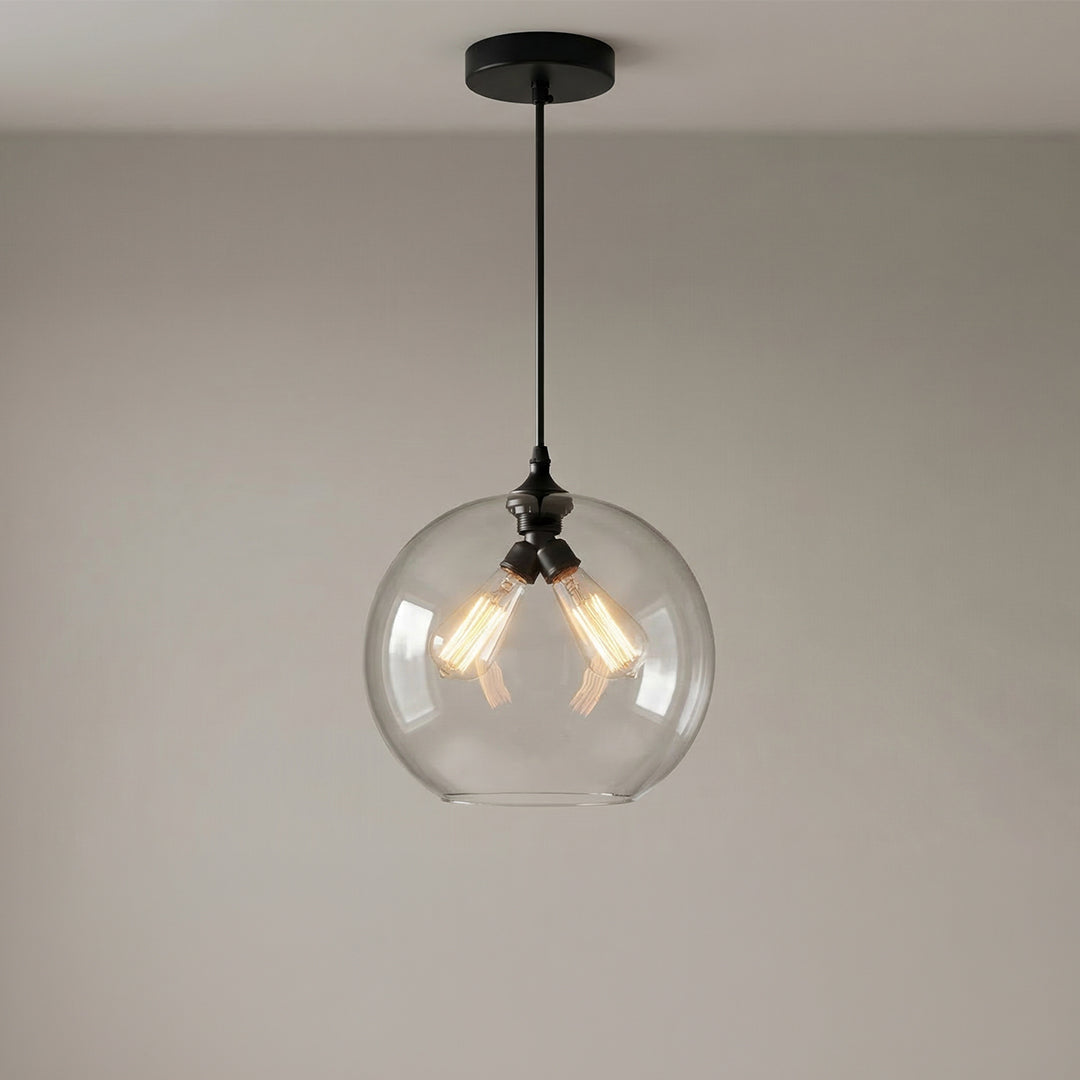 Glass 2 Light 12in Smoke Pendant Light