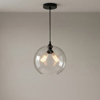 Glass 2 Light 12in Smoke Pendant Light