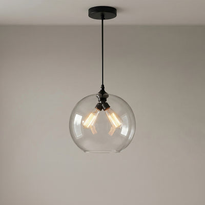 Glass 2 Light 12in Smoke Pendant Light