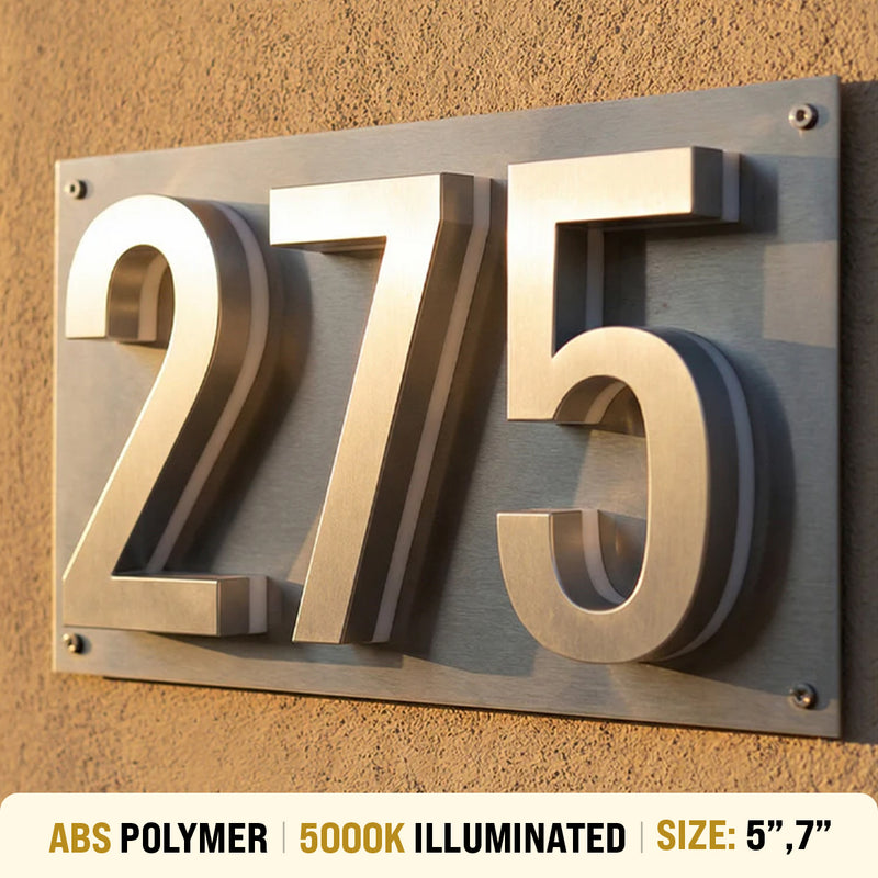 Backlit LED bronze lighted house numbers 5000K