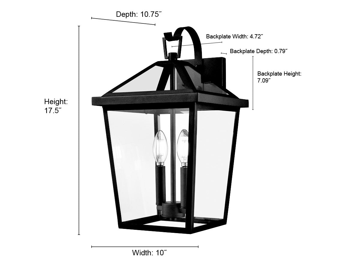 10'' Mensun Textured Black 2 Light Wall Sconce