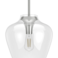 Vidria 12-inch 1-light Brushed Nickel Pendant with Clear Glass