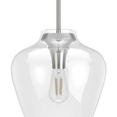 Vidria 12-inch 1-light Brushed Nickel Pendant with Clear Glass