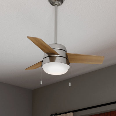 36 inch Aker Brushed Nickel Ceiling Fan with LED Light Kit and Pull Chain