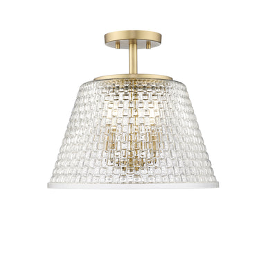 13.5'' Saben Vintage Brass 3 Light Semi-Flush Mount